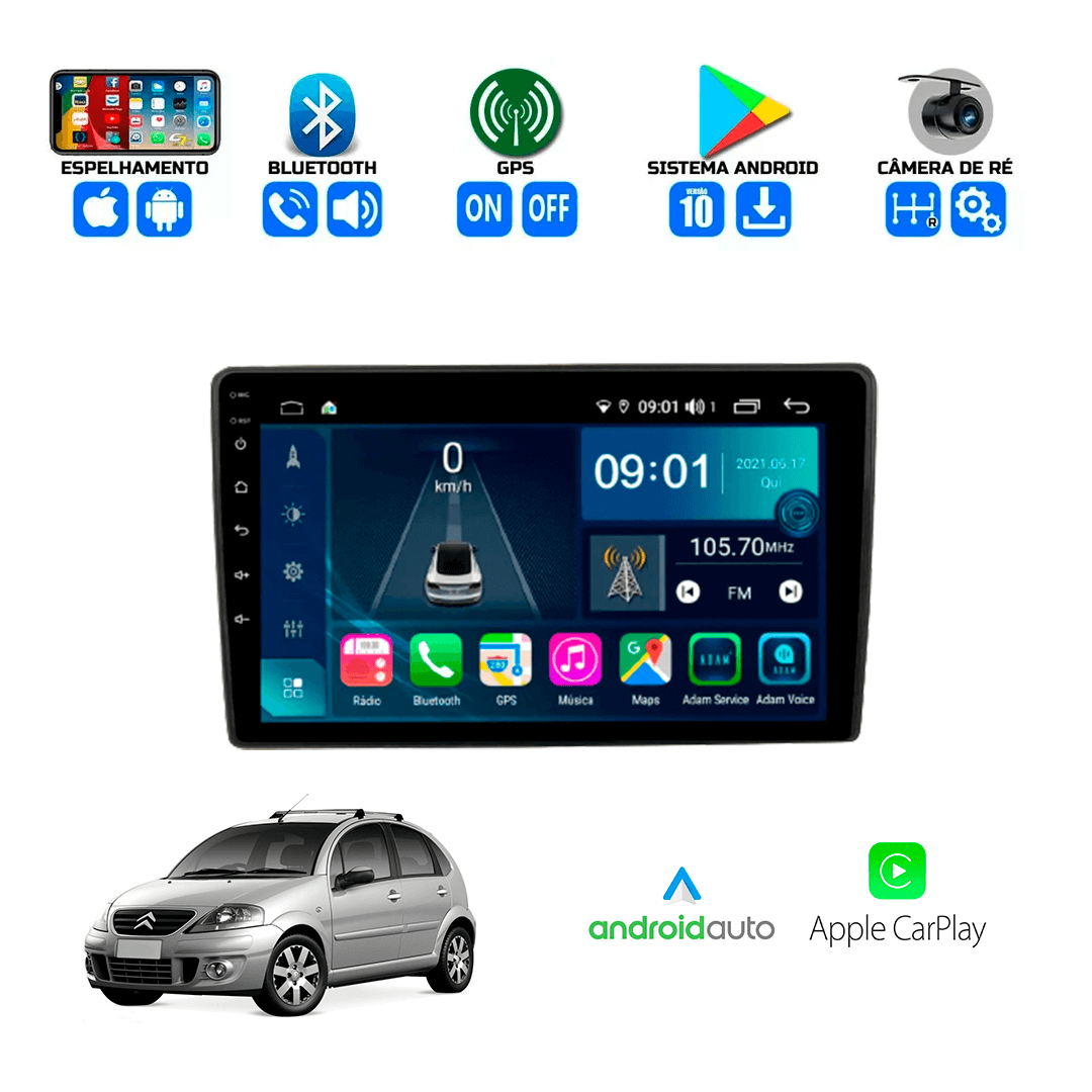 Central Multimidia Citroen C3 2004 a 2012 Cartronic