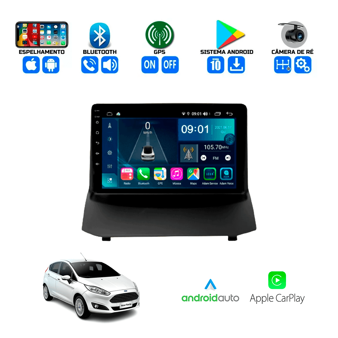 Central Multimidia Ford New Fiesta 2011 a 2019 Cartronic