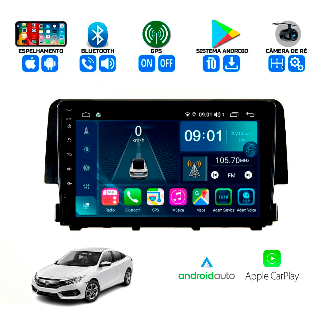 Central Multimidia Honda Civic G10 2017 a 2021 Cartronic