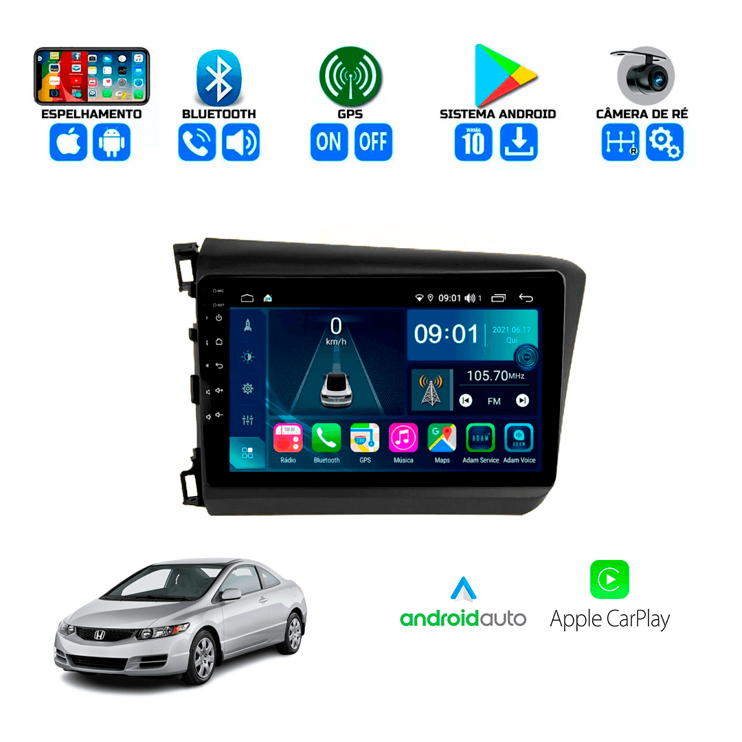 Central Multimidia Honda Civic G9 2012 a 2016 Cartronic OCTACORE