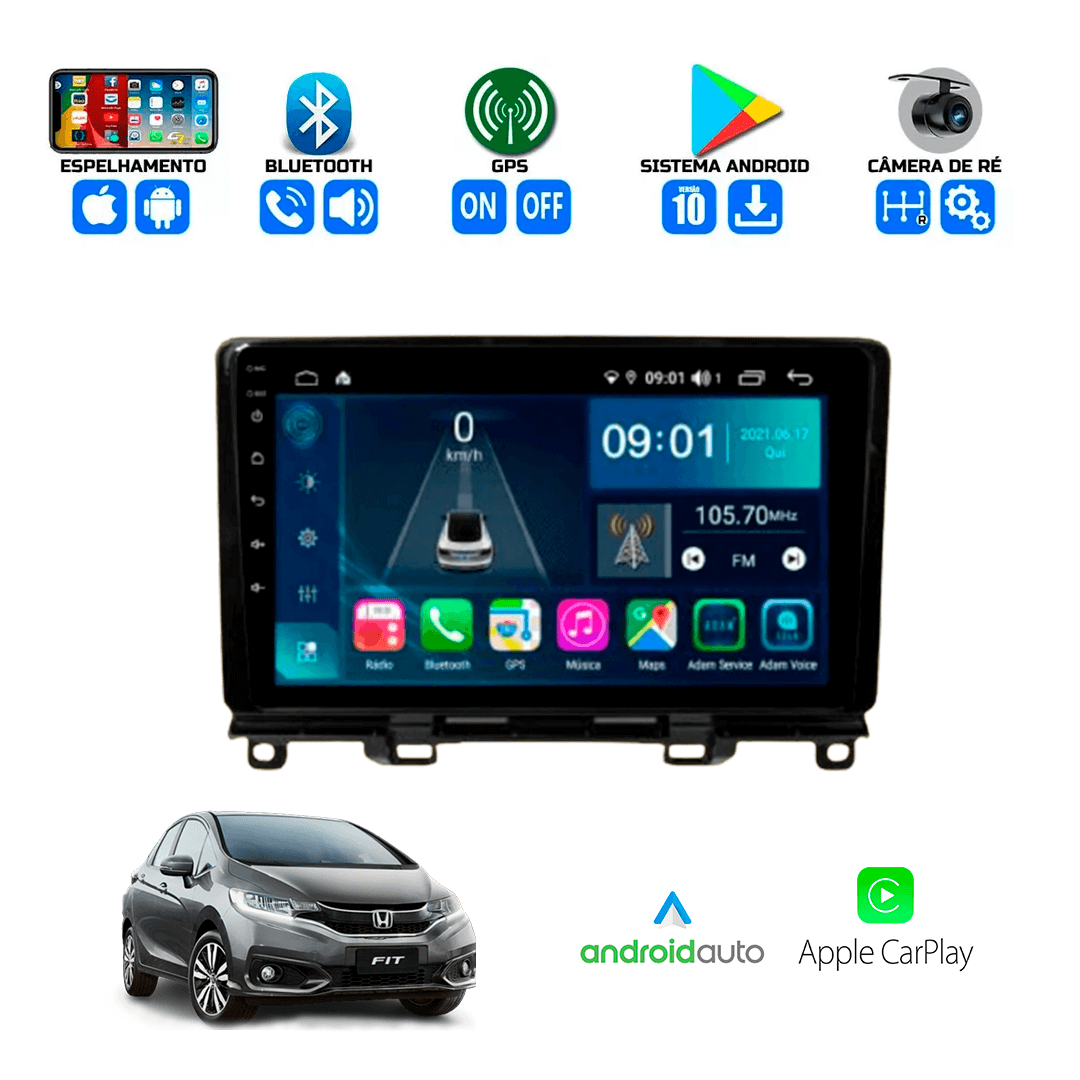 Central Multimidia Honda Fit 2022 a 2024 Cartronic