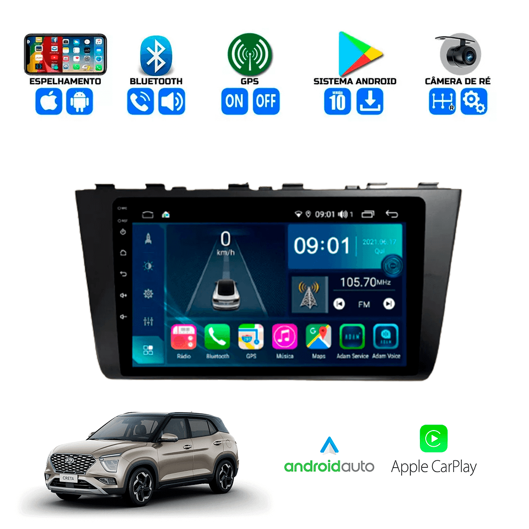 Central Multimidia Hyundai Creta 2022 a 2024 Cartronic OCTACORE