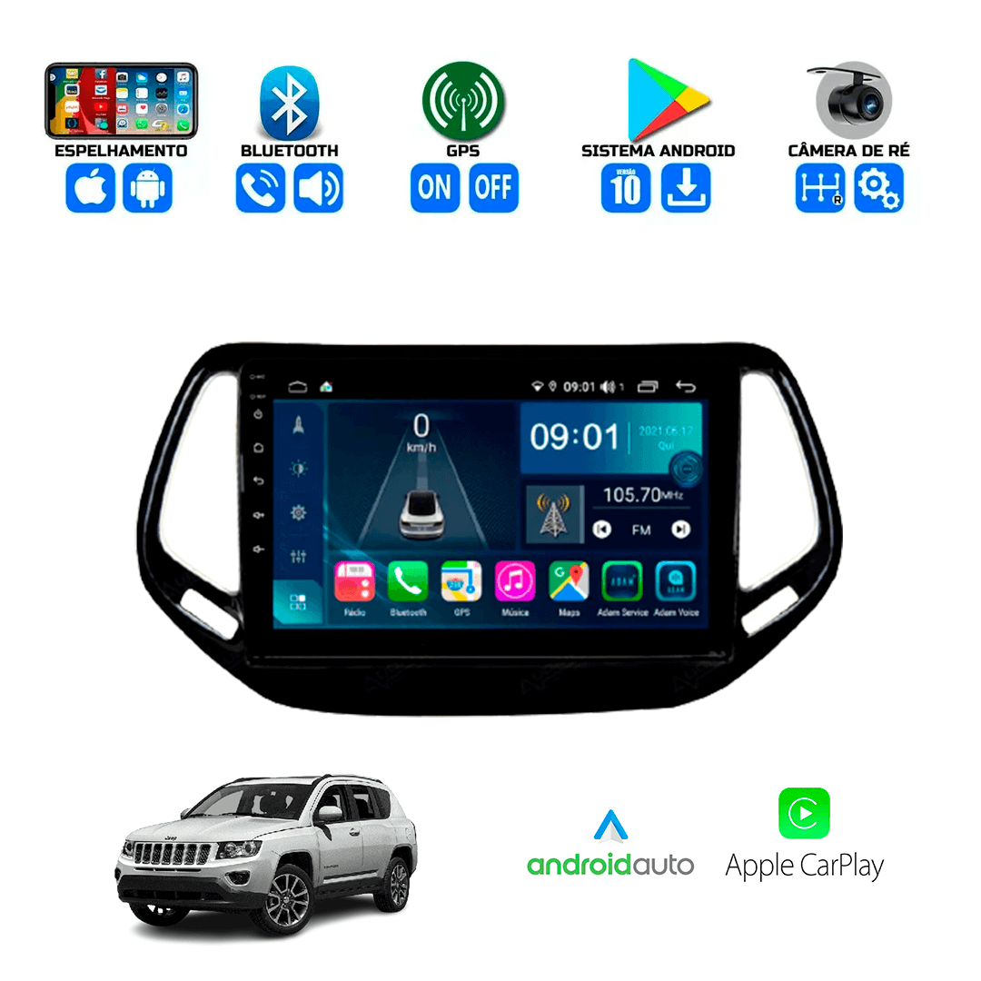 Central Multimidia Jeep Compass 2016 a 2021 Cartronic