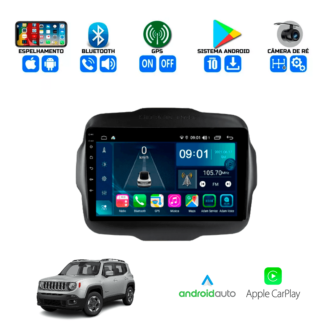Central Multimidia Jeep Renegade 2015 a 2024 Cartronic OCTACORE