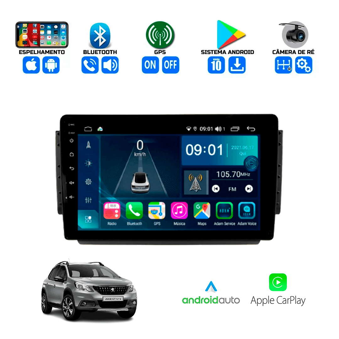 Central Multimidia Peugeot 2008 2015 a 2024 Cartronic OCTACORE