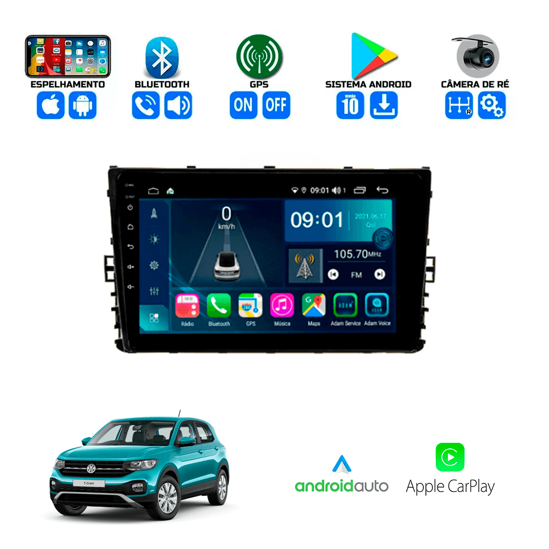 Central Multimidia Volkswagen T-cross 2018 a 2023 Cartronic
