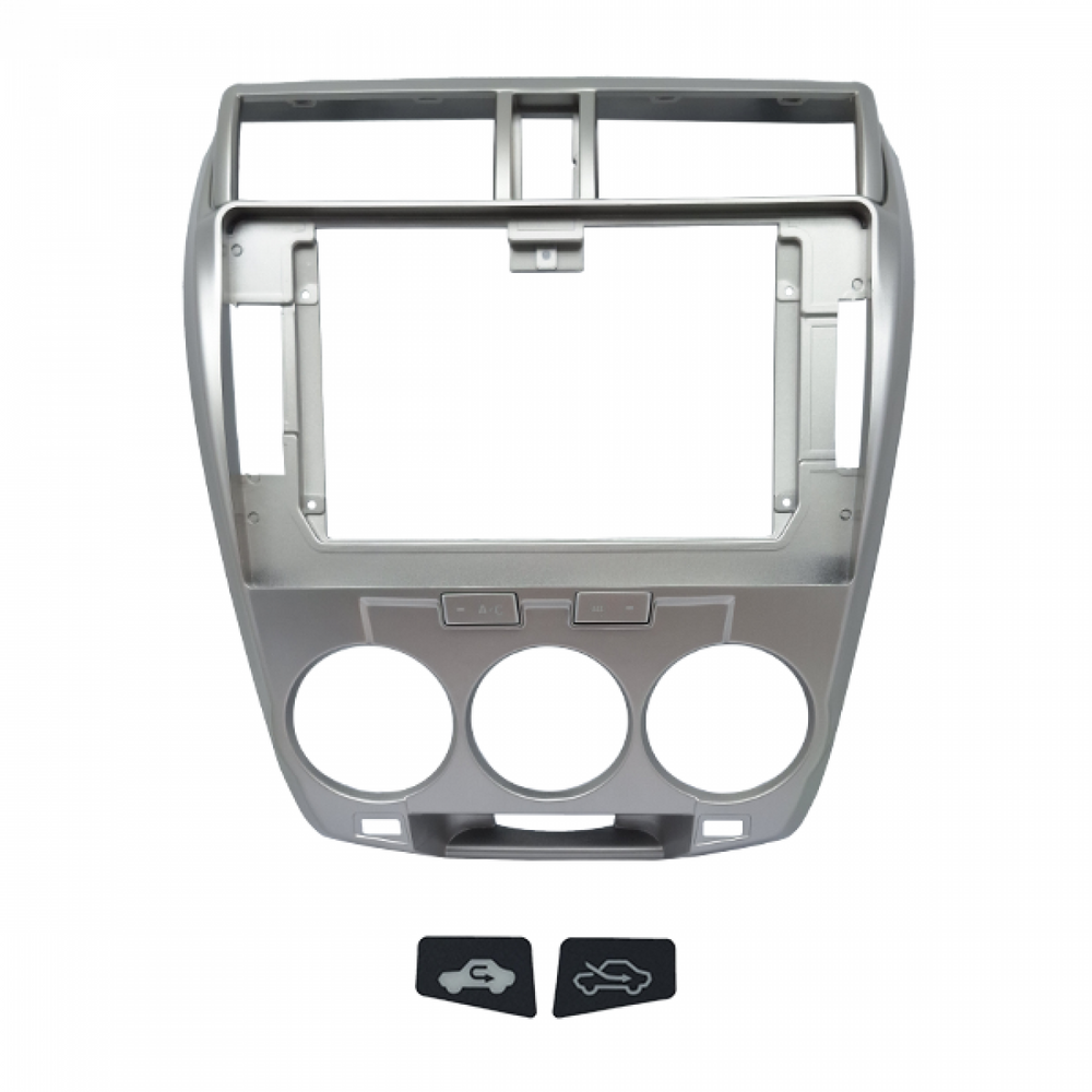 MOLDURA 10.1 HONDA CITY G5 2008-2013 COM PLACA E TECLAS AR ANALÓGICO PRATA