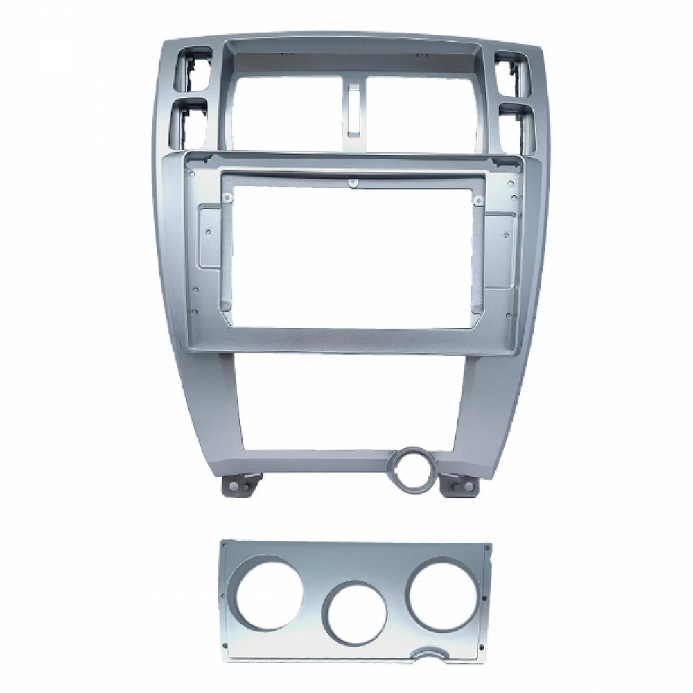 MOLDURA 10.1 HYUNDAI TUCSON G1 2006-2016 AR DIGITAL COM MOLDURA PARA AR ANALÓGICO PRATA