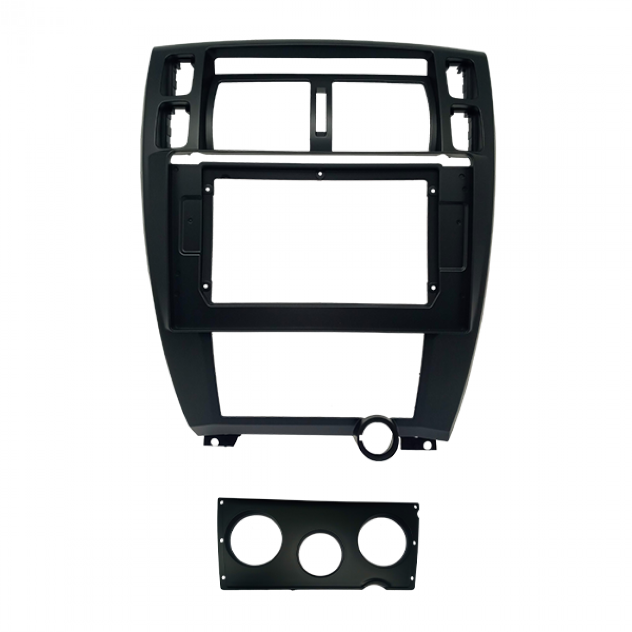 MOLDURA 10.1 HYUNDAI TUCSON G1 2006-2016 AR DIGITAL COM MOLDURA PARA AR ANALÓGICO PRETO