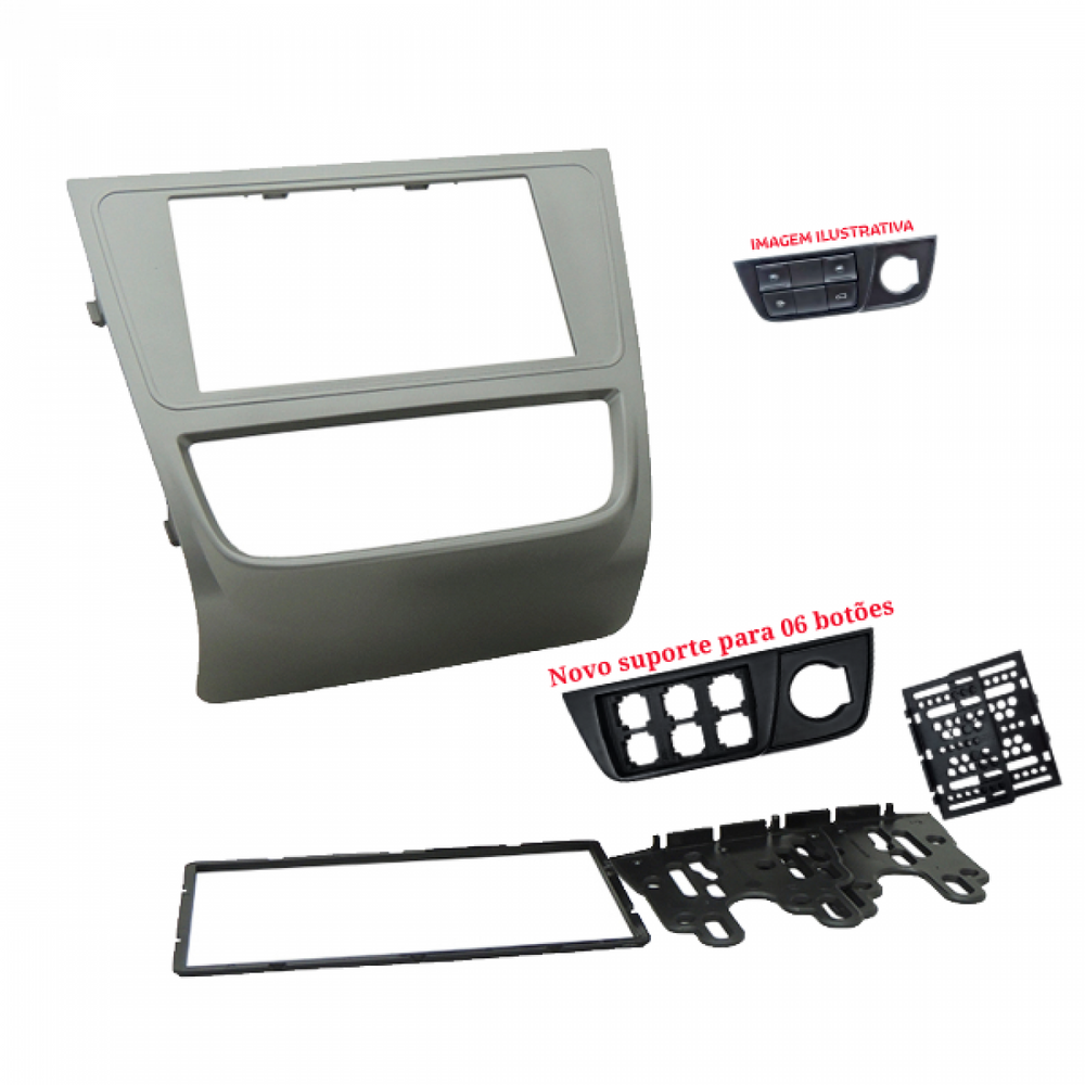 MOLDURA 6.8 E 7 VW GOL, SAVEIRO E VOYAGE G6 COM SUPORTE PARA 06 BOTÕES GRAFITE