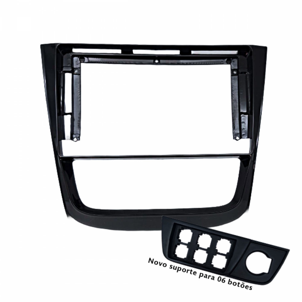 MOLDURA 9 VW GOL, SAVEIRO E VOYAGE G6 COM SUPORTE PARA 06 BOTÕES BLACK PIANO