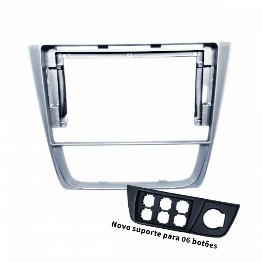 MOLDURA 9 VW GOL, SAVEIRO E VOYAGE G6 COM SUPORTE PARA 06 BOTÕES PRATA