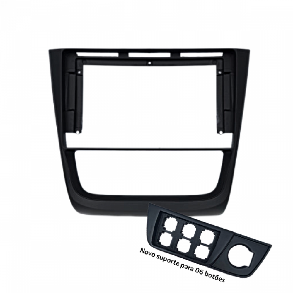 MOLDURA 9 VW GOL, SAVEIRO E VOYAGE G6 COM SUPORTE PARA 06 BOTÕES PRETO