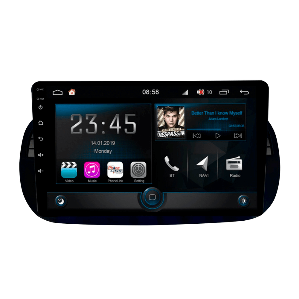Central Multimidia Fiat 500 Branco / Preto 2009 a 2015 Cartronic