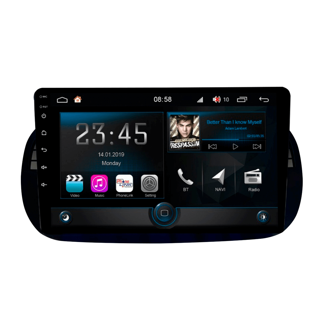 Central Multimidia Fiat 500 Branco / Preto 2009 a 2015 Cartronic