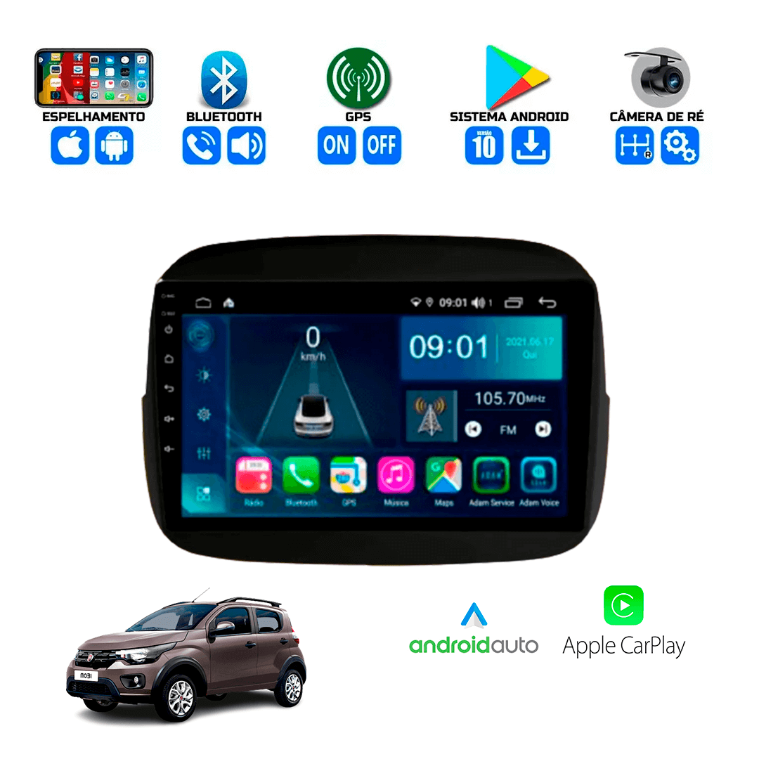 Central Multimidia Fiat Mobi 2016 a 2024 Cartronic