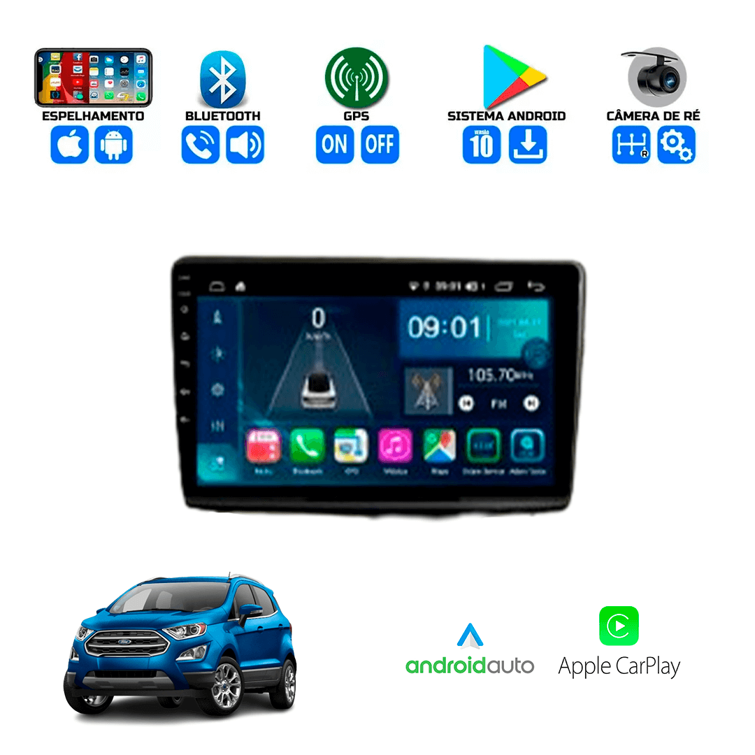 Central Multimidia Ford Ecosport 2018 a 2022 Cartronic OCTACORE