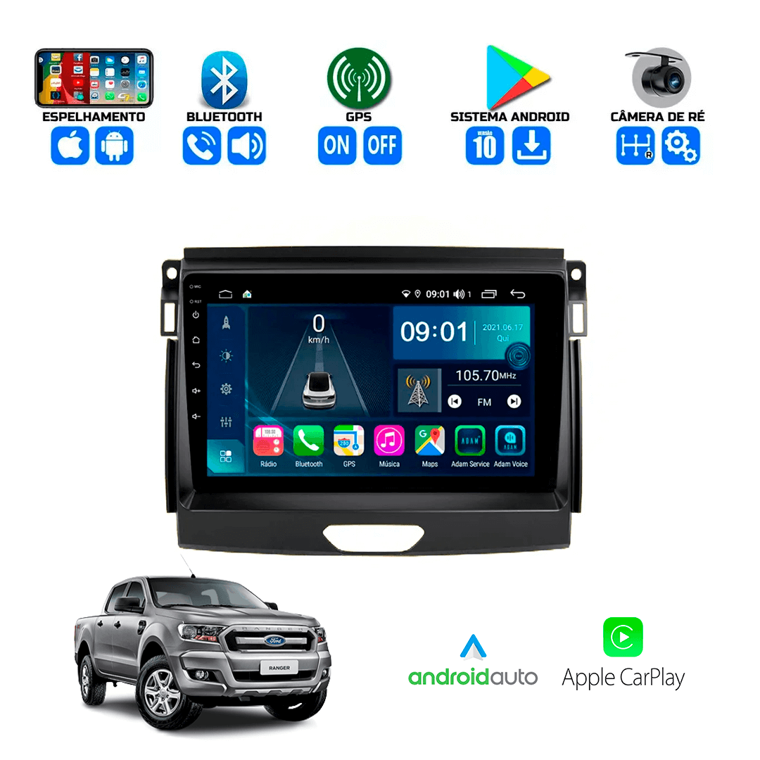 Central Multimidia Ford Ranger 2017 a 2024 Cartronic OCTACORE