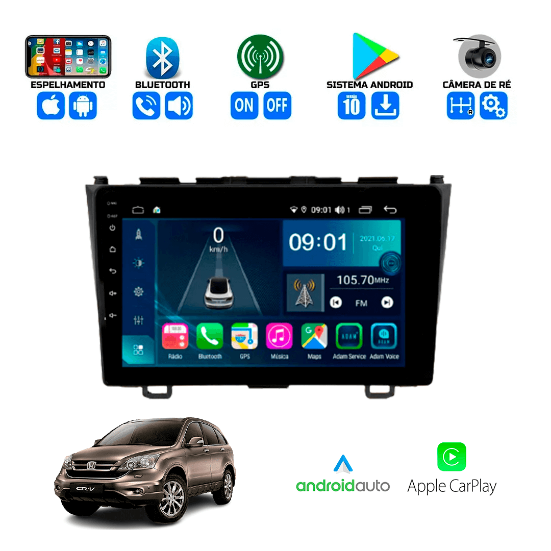 Central Multimidia Honda Crv 2007 a 2011 Cartronic OCTACORE