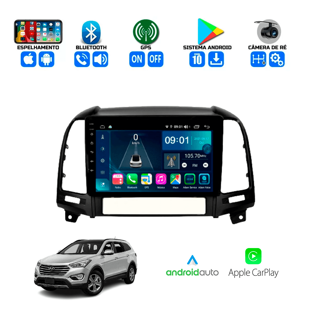 Central Multimidia Hyundai Santa Fé 2014 a 2019 Cartronic