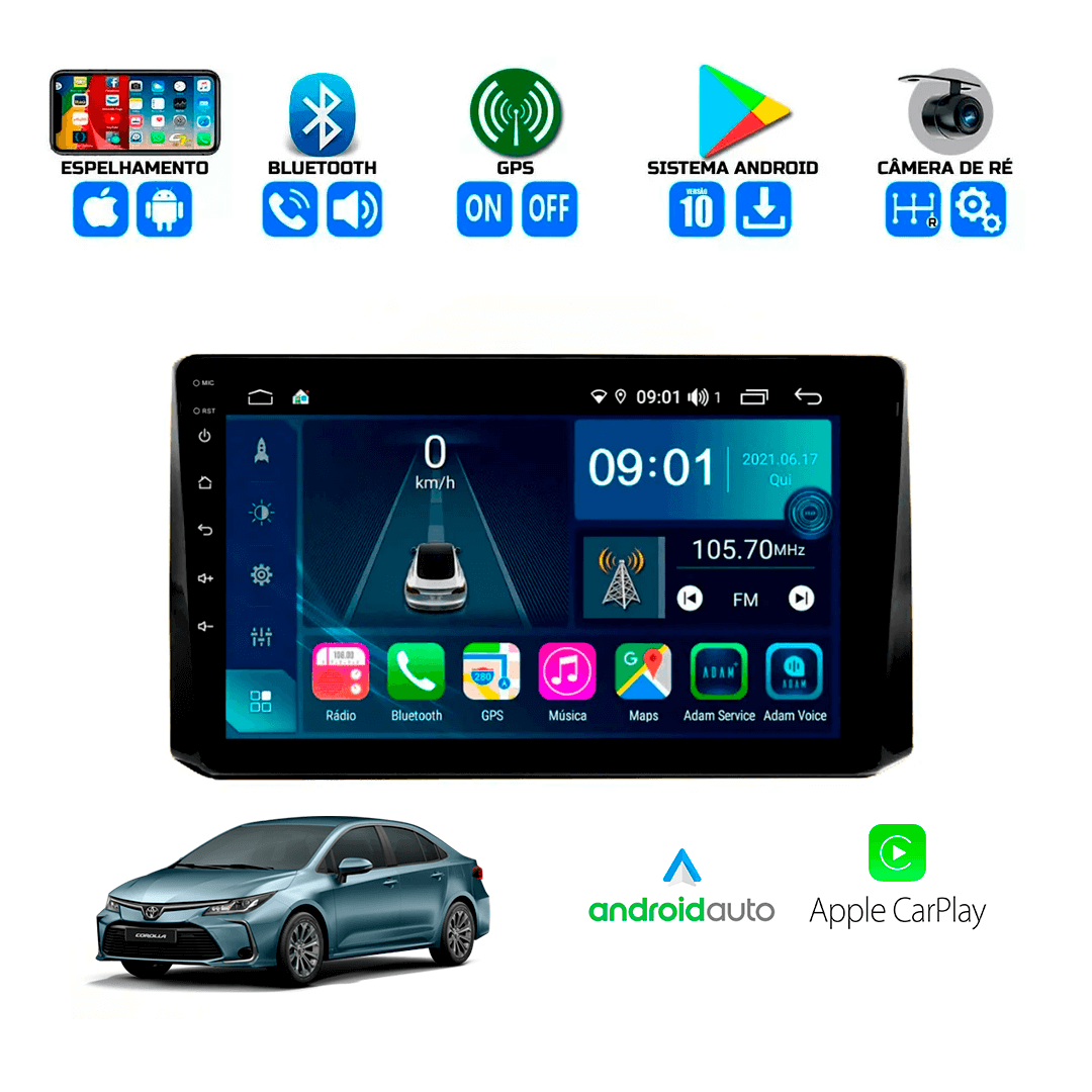 Central Multimidia Toyota Corolla 2020 a 2023 Cartronic