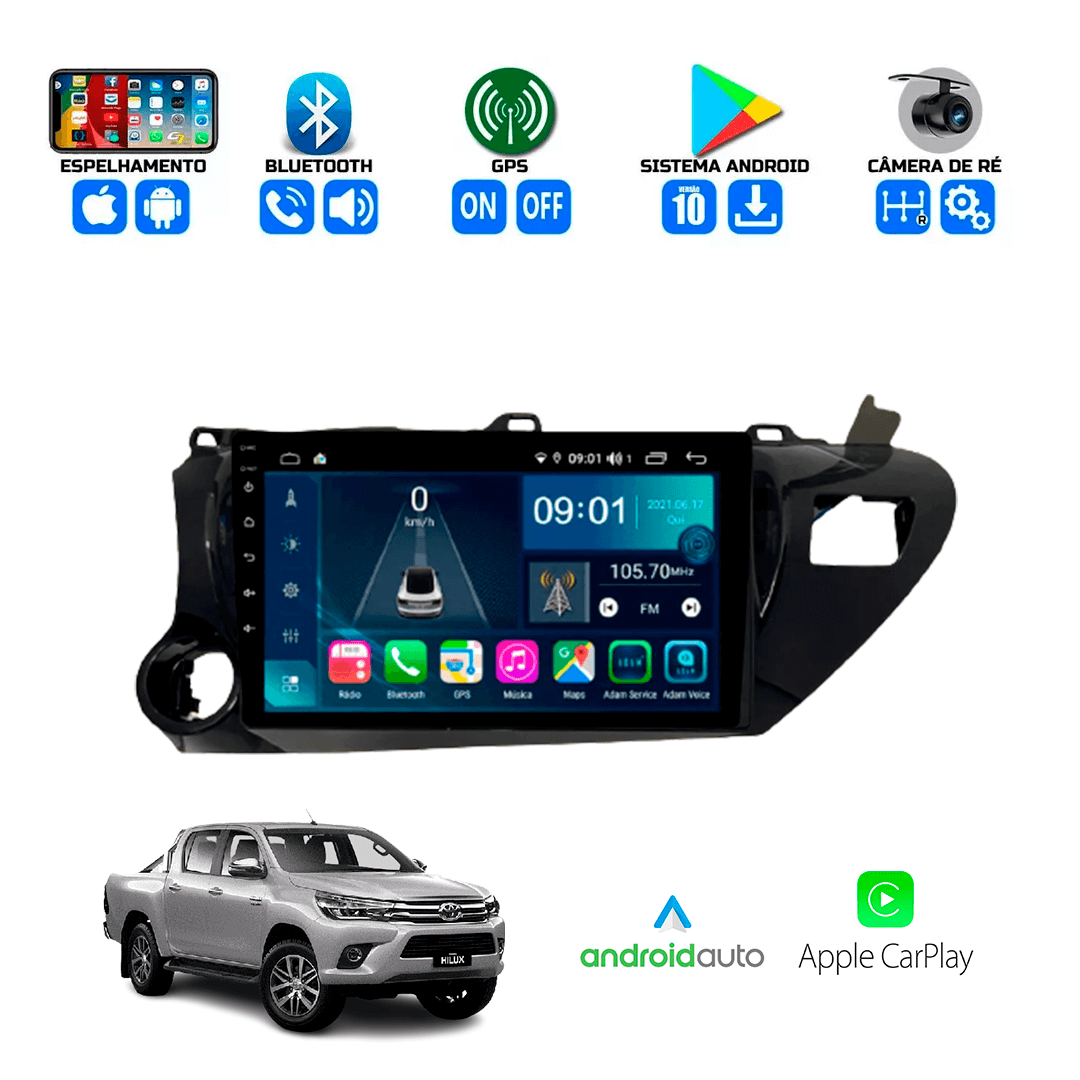 Central Multimidia Toyota Hilux 2017 a 2024 Cartronic