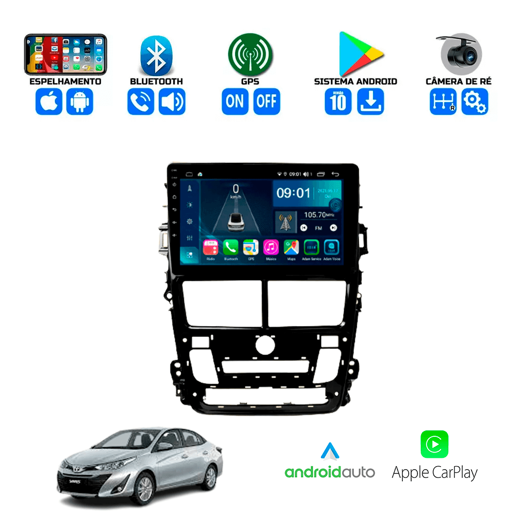 Central Multimidia Toyota Yaris com Ar Digital 2018 a 2023 Cartronic
