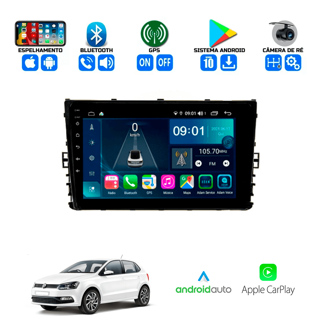 Central Multimidia Volkswagen Polo 2018 a 2024 Cartronic OCTACORE