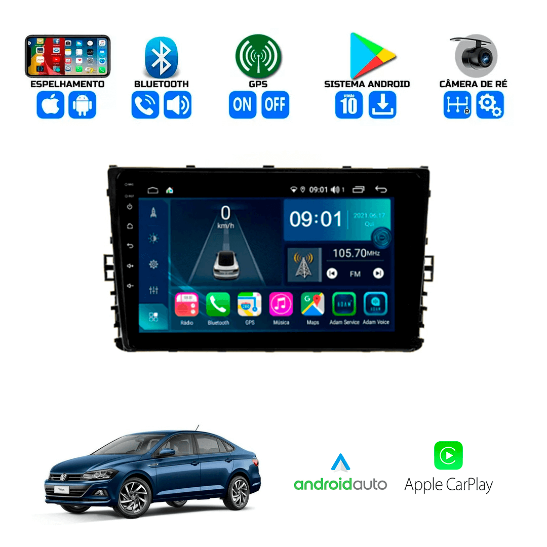 Central Multimidia Volkswagen Virtus 2018 a 2023 Cartronic
