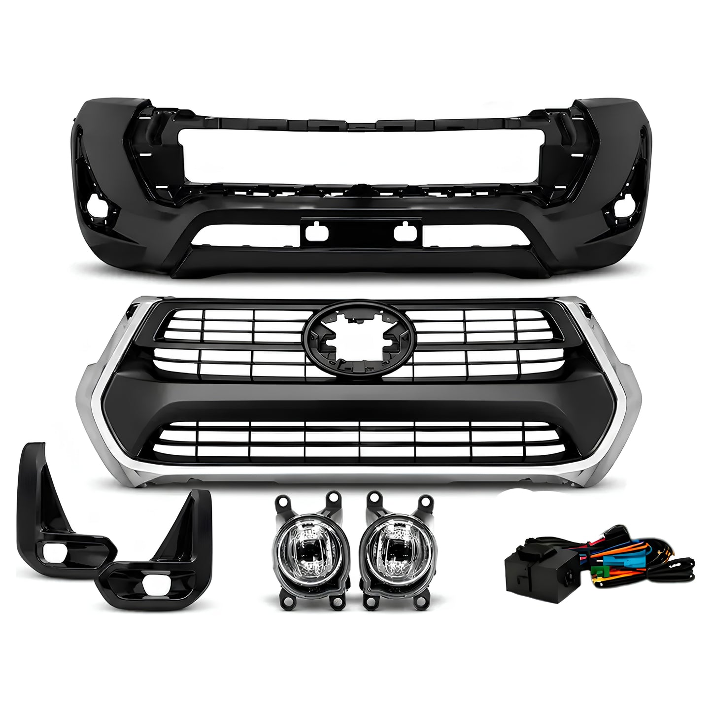 Kit Frontal Toyota Hilux SRX 2026 com Para-choque, Grade e Faróis de Milha