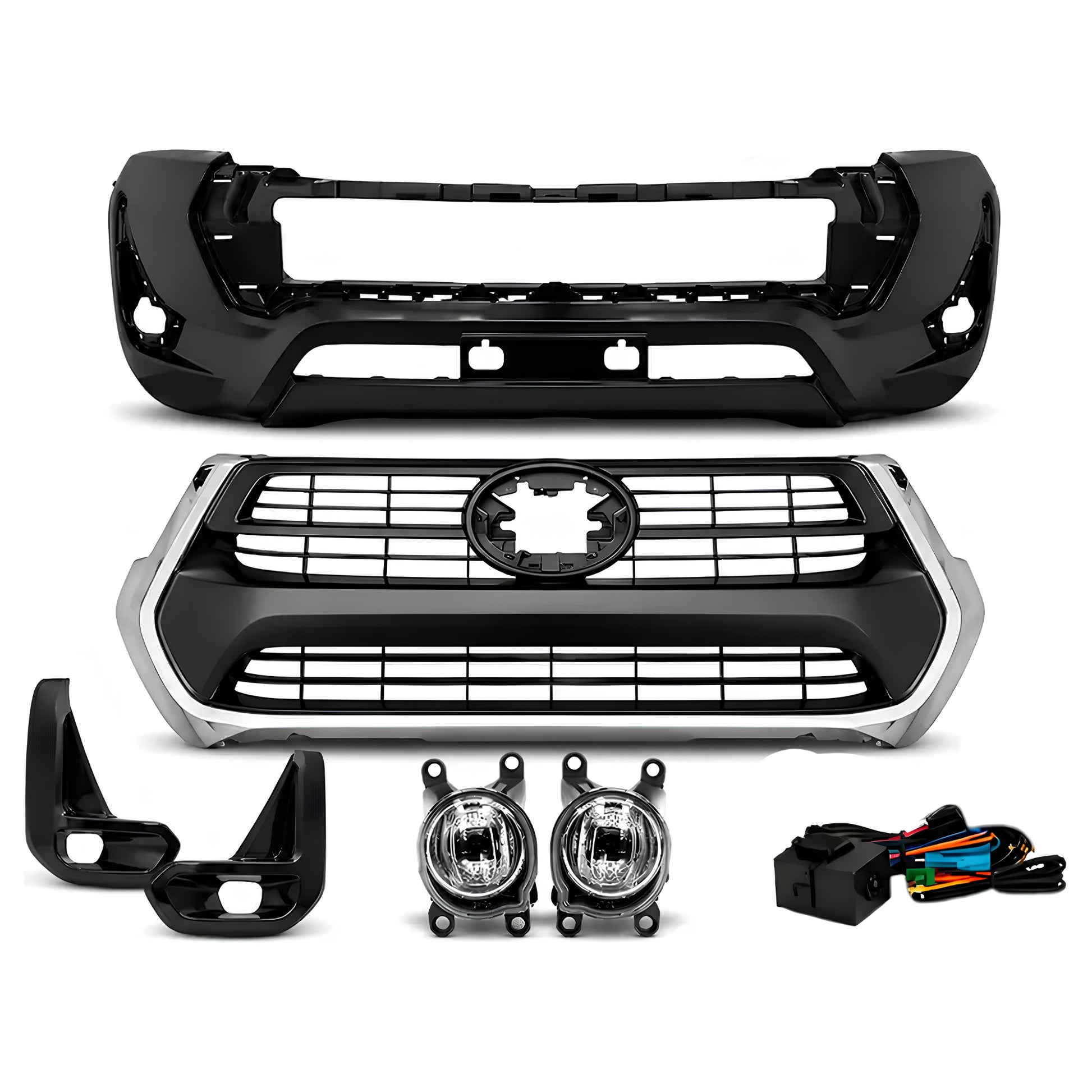 Kit Frontal Toyota Hilux SRX 2026 com Para-choque, Grade e Faróis de Milha