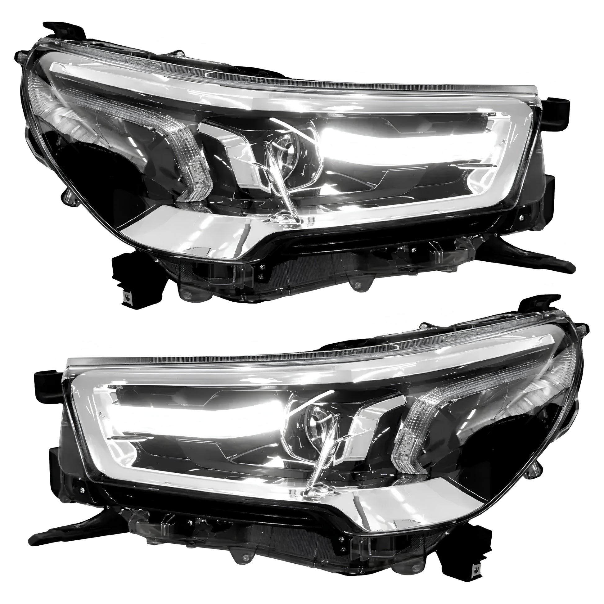 Par de faróis dianteiros Toyota Hilux SRX 2026 com iluminação LED e DRL, peças do kit transformação para modelos Hilux 2016 a 2025