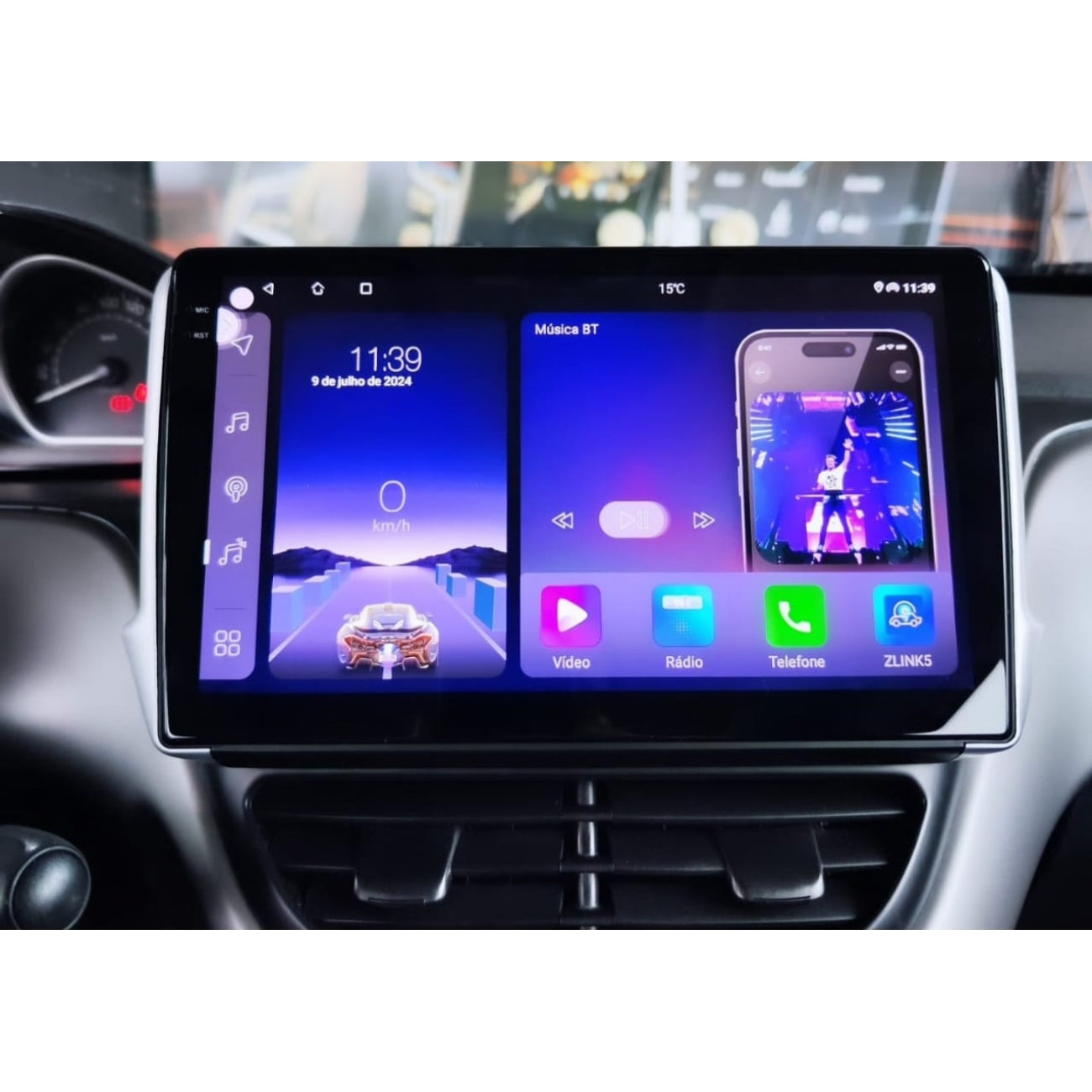 MOLDURA 10.1 PEUGEOT 208 G1 2014-2020 E 2008 G2 2019 PRETO