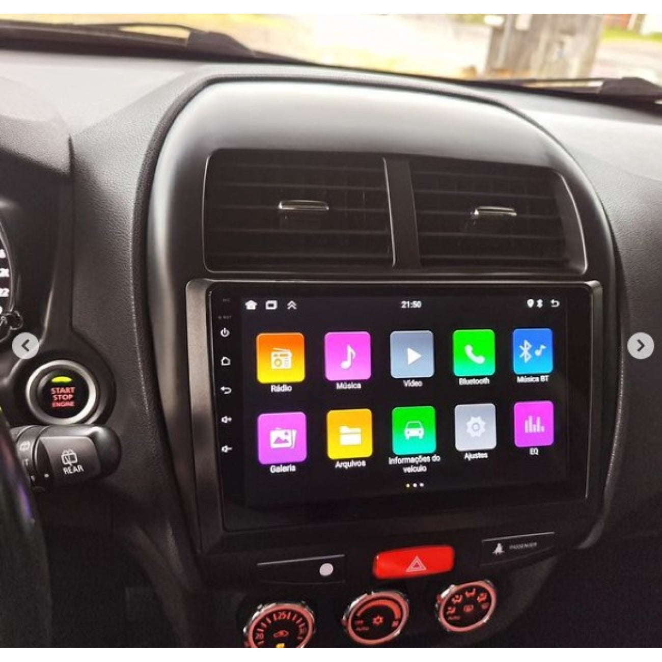 MOLDURA 10.1 MITSUBISHI ASX 2010-2022 E OUTLANDER SPORT 2020-2022 COM PLACA E BOTÃO PRETO